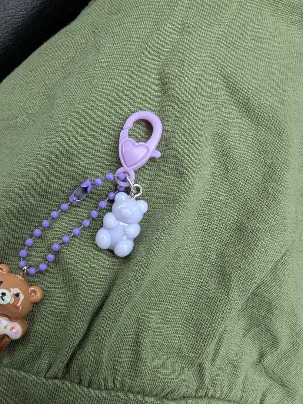 Cute Bear Cupcake Bag Zipper Charm Keychain | Lavender Backpack Purse Novelty - Picture 6 of 7